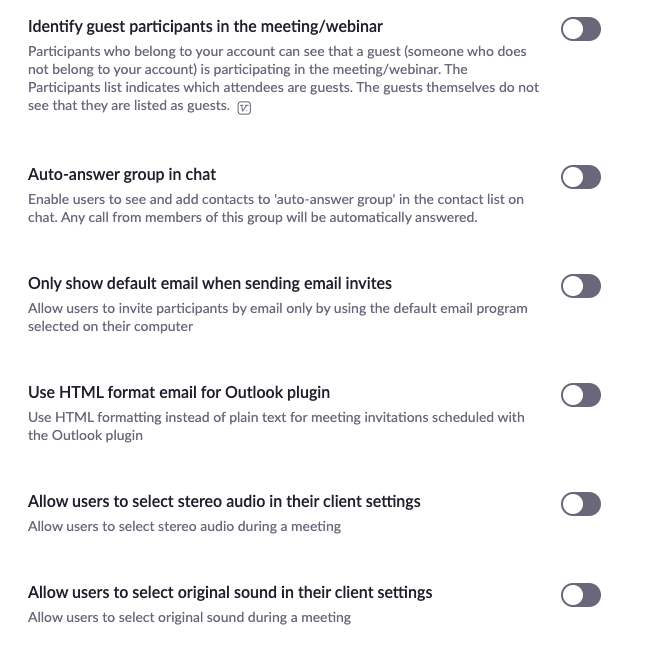 Zoom Settings